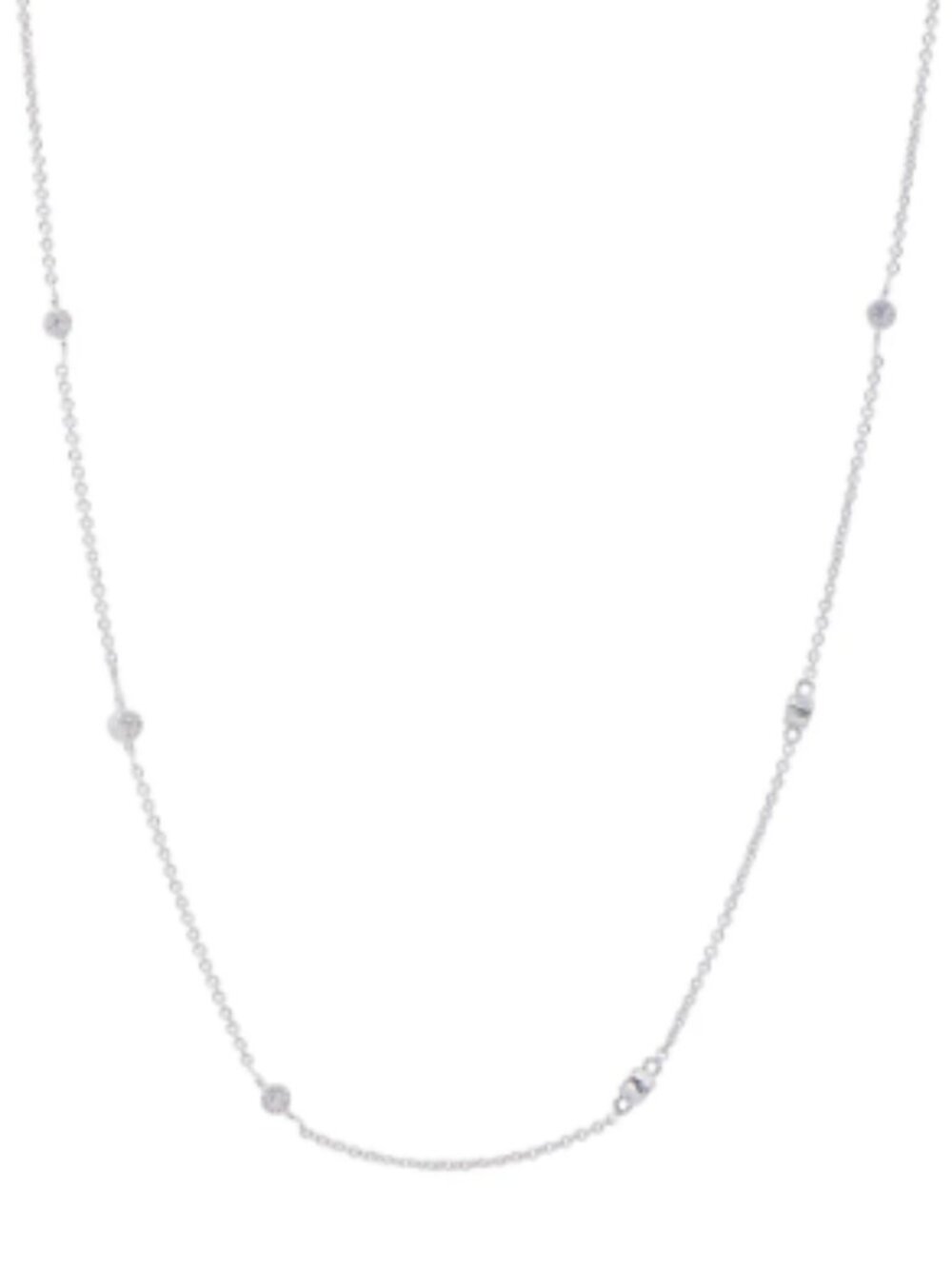 FREIDA ROTHMAN Bezel Set Station Necklace 36" Silver NWT $395 MSRP